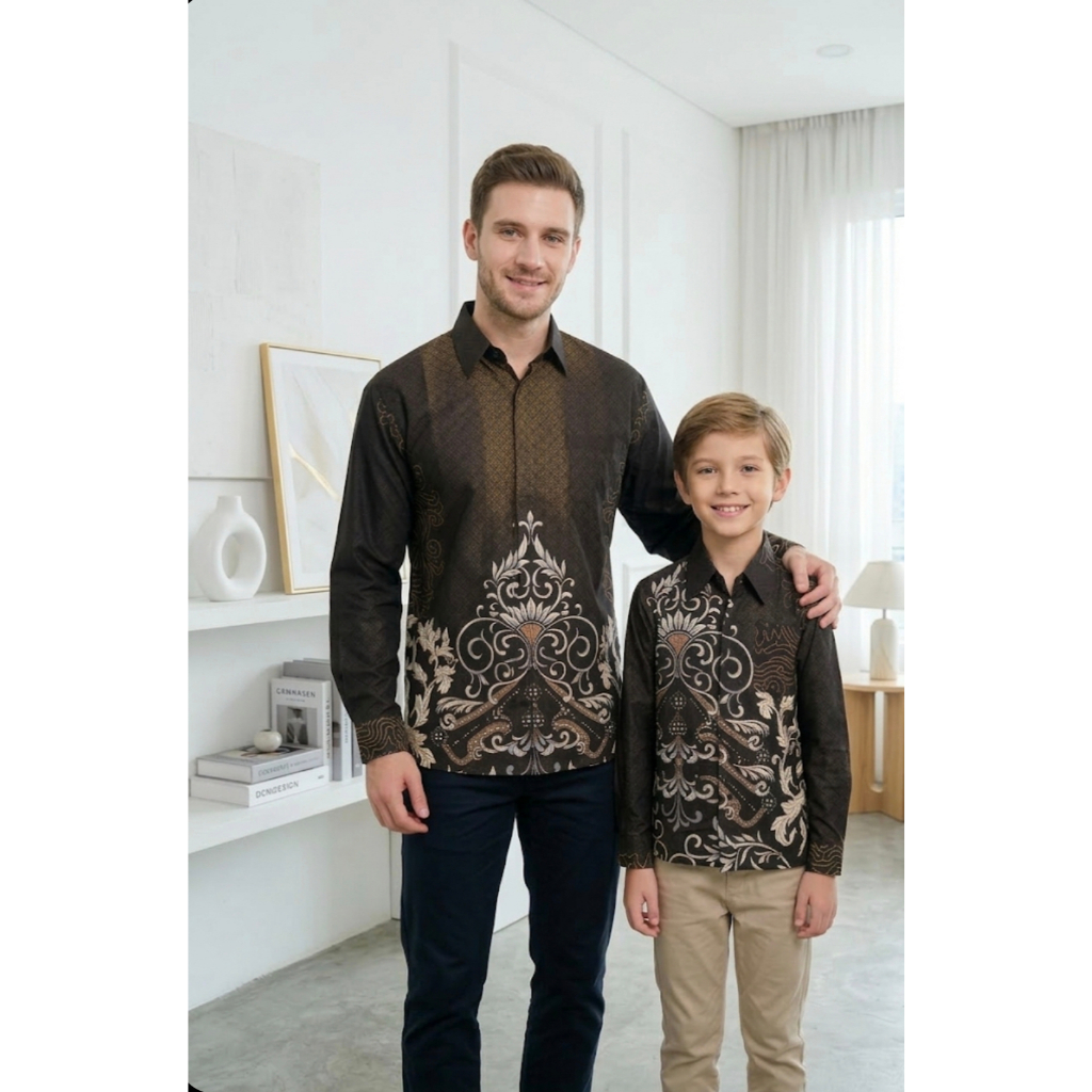 mahogany new batik couple ayah anak motif mahkota cakra katun premium cod