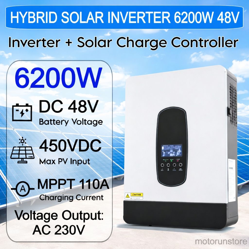 Inverter Hybrid Solar Controller 6200W DC 48V to AC 230V Off-Grid WiFi MPPT 6.2KW - SP-7000
