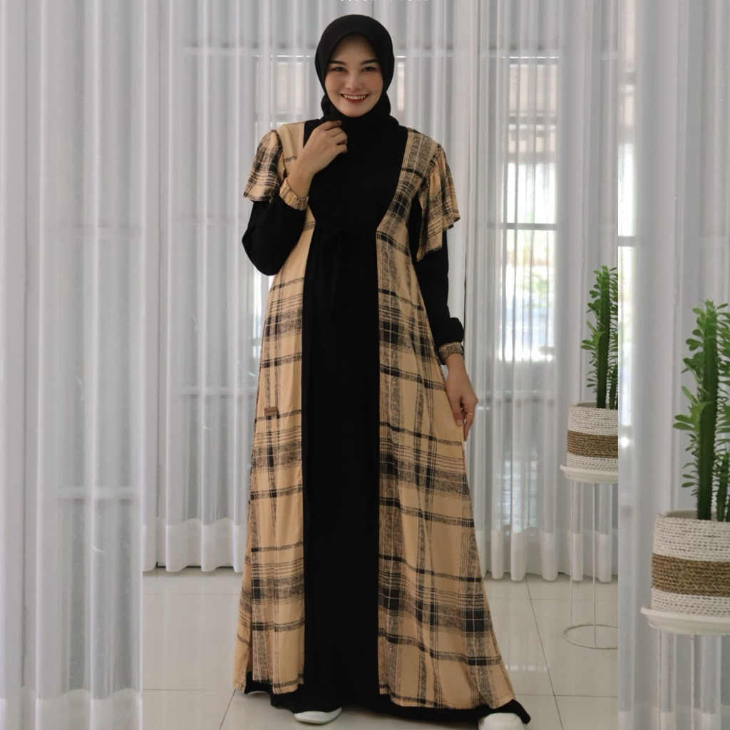 Gamis Ori NADHEEFA Polos kombinasi - Rempel Series || Ready