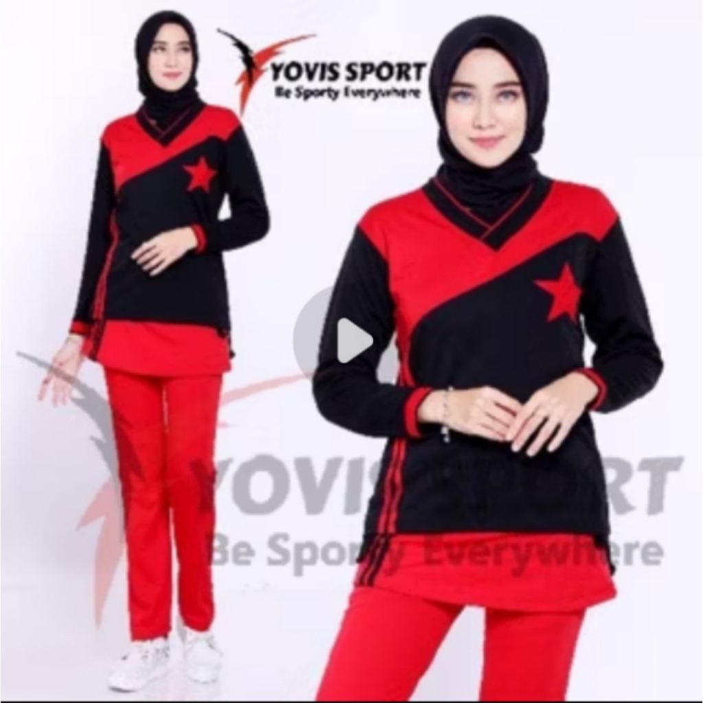 Yovis Sport Stelan Baju Senam Olahraga Wanita Muslimah Original/Stelan celanarok pakaian Olahraga/Ba