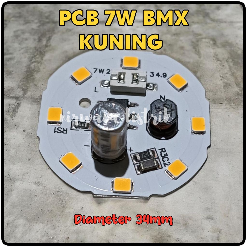 PCB LAMPU LED 7W BMX CAHAYA KUNING D34MM