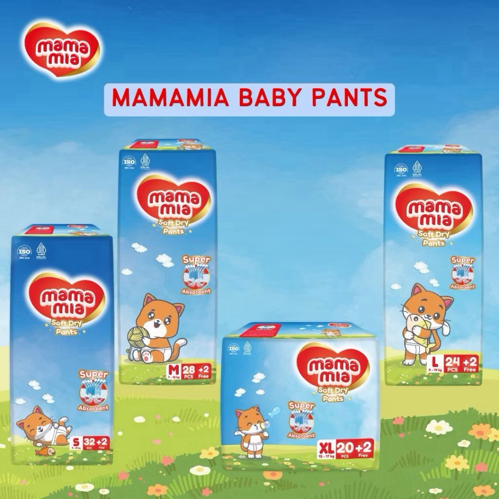 mamamia popok bayi tipe celana s34 m30 L26 XL22