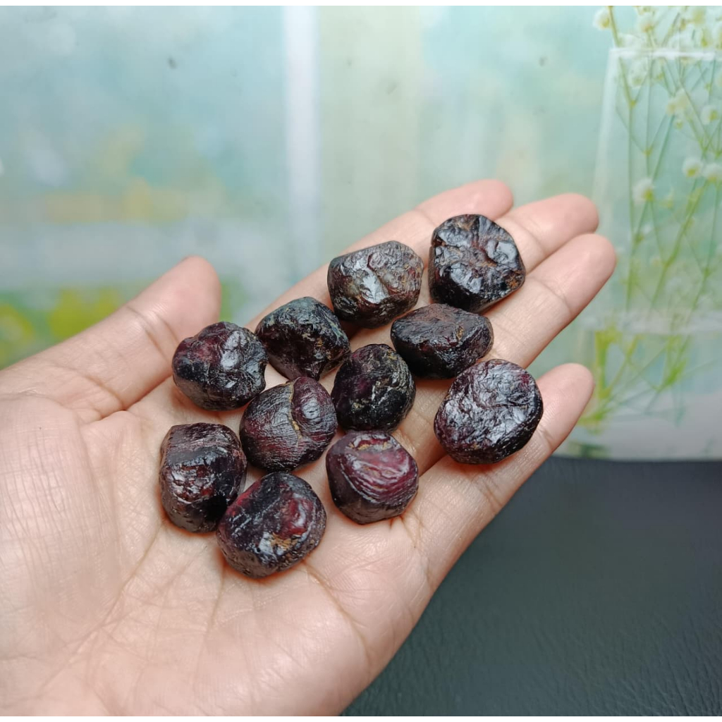 Batu Natural Red Garnet Rough1- 2 cm Top Grade paket 3)