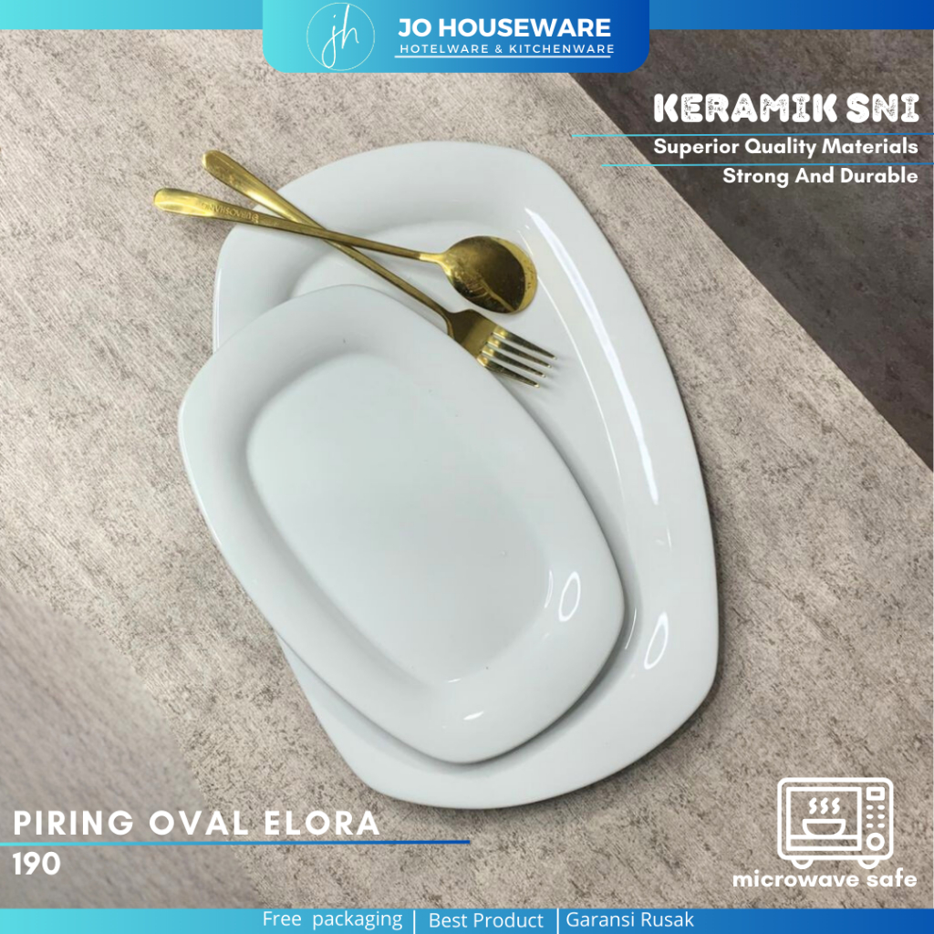 Piring Saji Sayur Ikan keramik premium Putih Polos   / Piring Oval keramik sayur 190