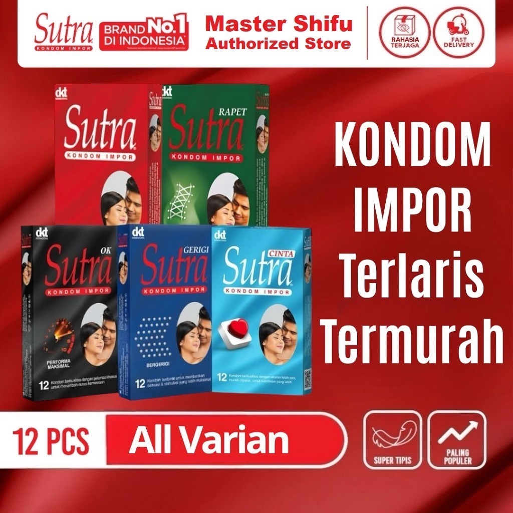 Kondom SUTRA Merah Klasik Biru Gerigi Hijau Rapet Cinta Hitam OK Tipis Halus - Rahasia 100% Aman
