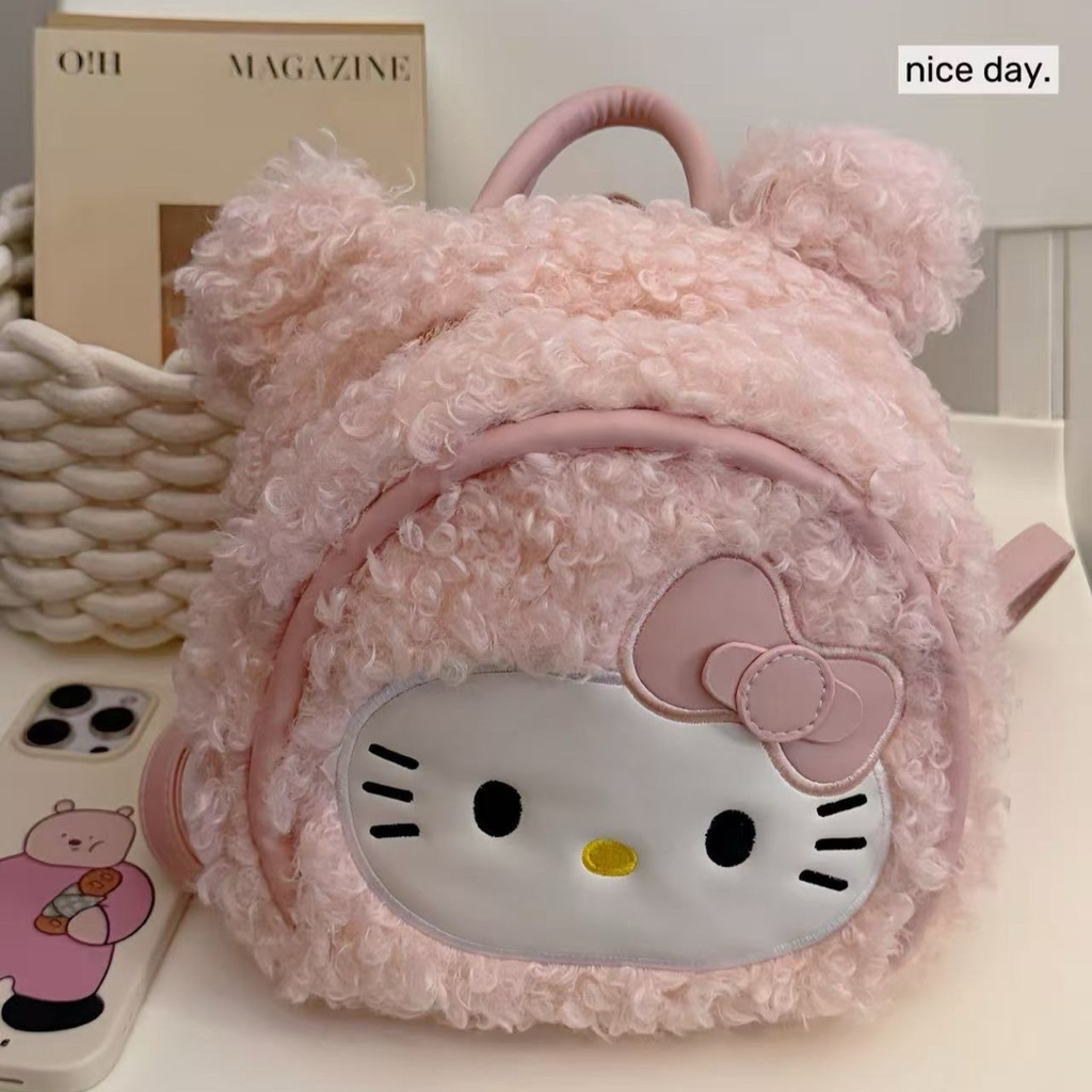 [PREORDER Hello Kitty] Tas Ransel Plush – SENSAKIN New Hello Kitty Bowknot Plush Backpack