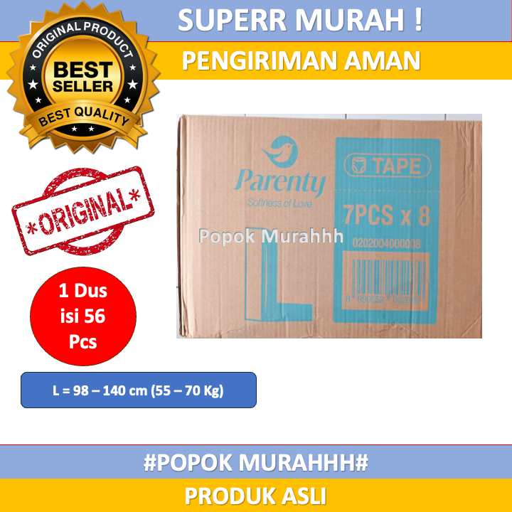 Parenty Popok Perekat Dewasa / Popok Dewasa Perekat Ukuran M8/L7/XL6 Kemasan Karton