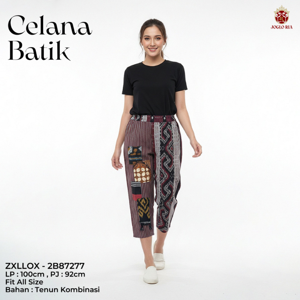 Batik Wanita Motif Celana Batik Wanita Motif Kombinasi Tenun Celana Batik Panjang Nyaman Ria Batik S