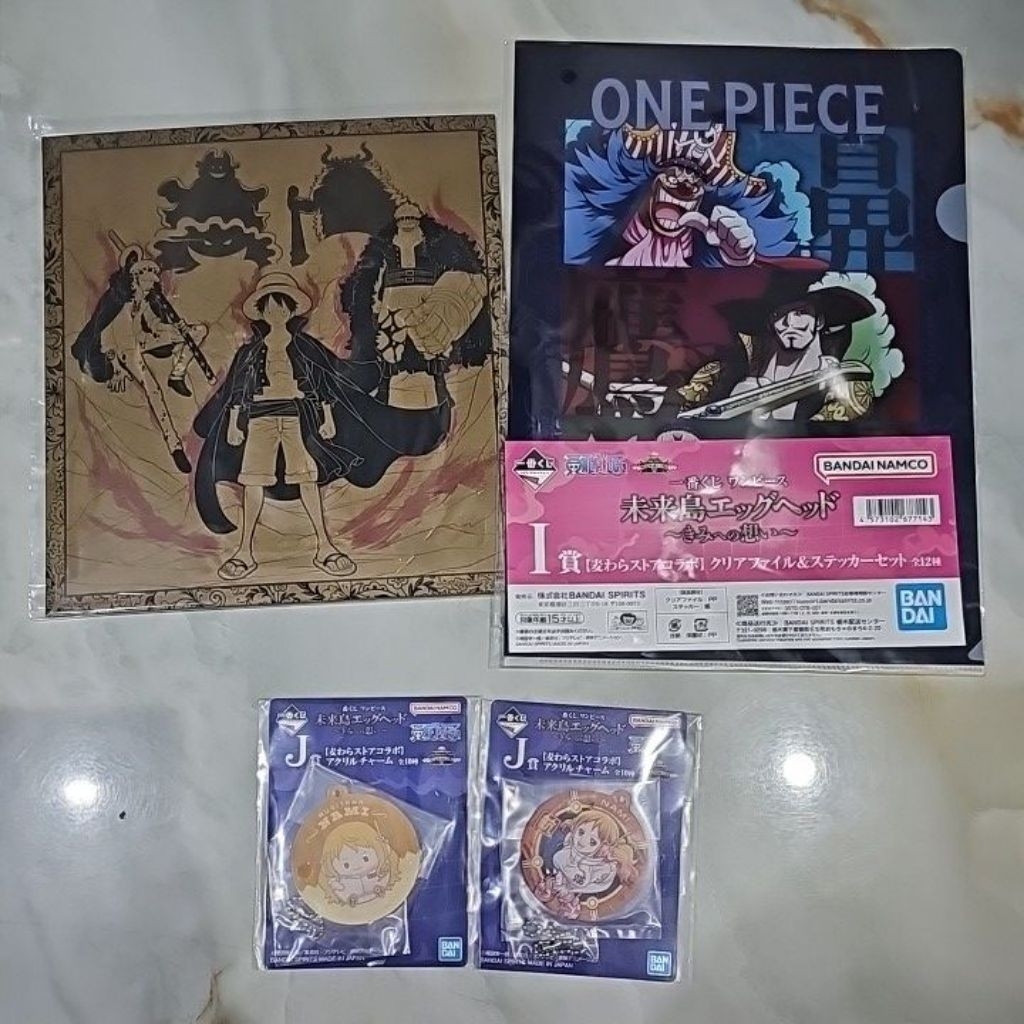 One piece ichiban kuji merchandise original, clear file, shikishi, acrylic keychain, nami, luffy, la