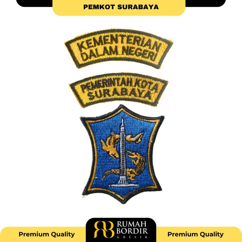 [READY STOCK] BORDIR BED PEMKOT SURABAYA Badge ASN Pemkot Surabaya Pemprov Jawa Timur