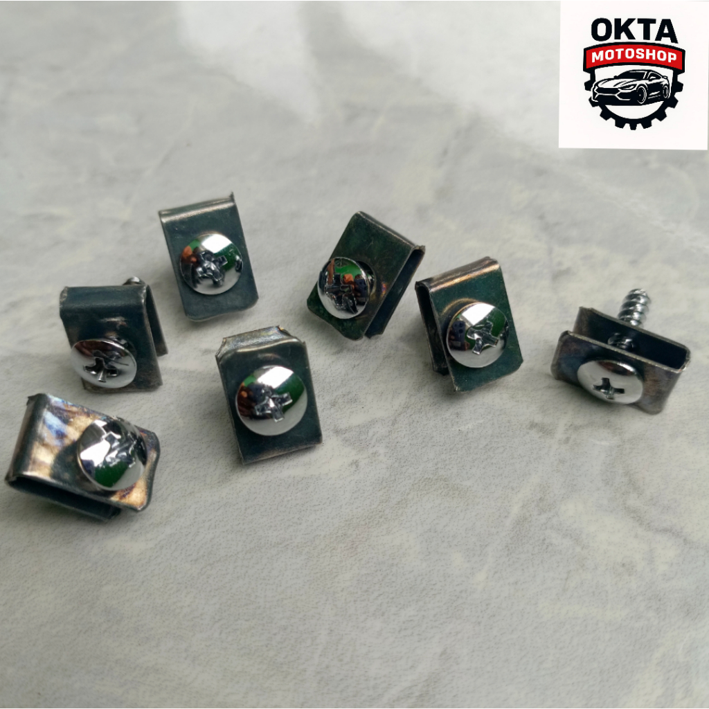 Baut Klip Body Motor Honda Chrome / Sekrup Nutklip Batok Body Honda Vario Beat Chrome