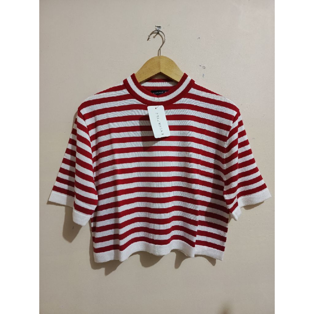 EXECUTIVE ATASAN KAOS WANITA STRIPE CROP ORIGINAL