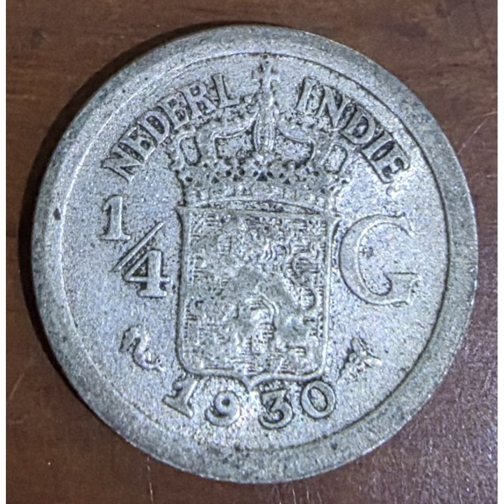 Koin Perak ¼ Gulden 1930 Wilhelmina