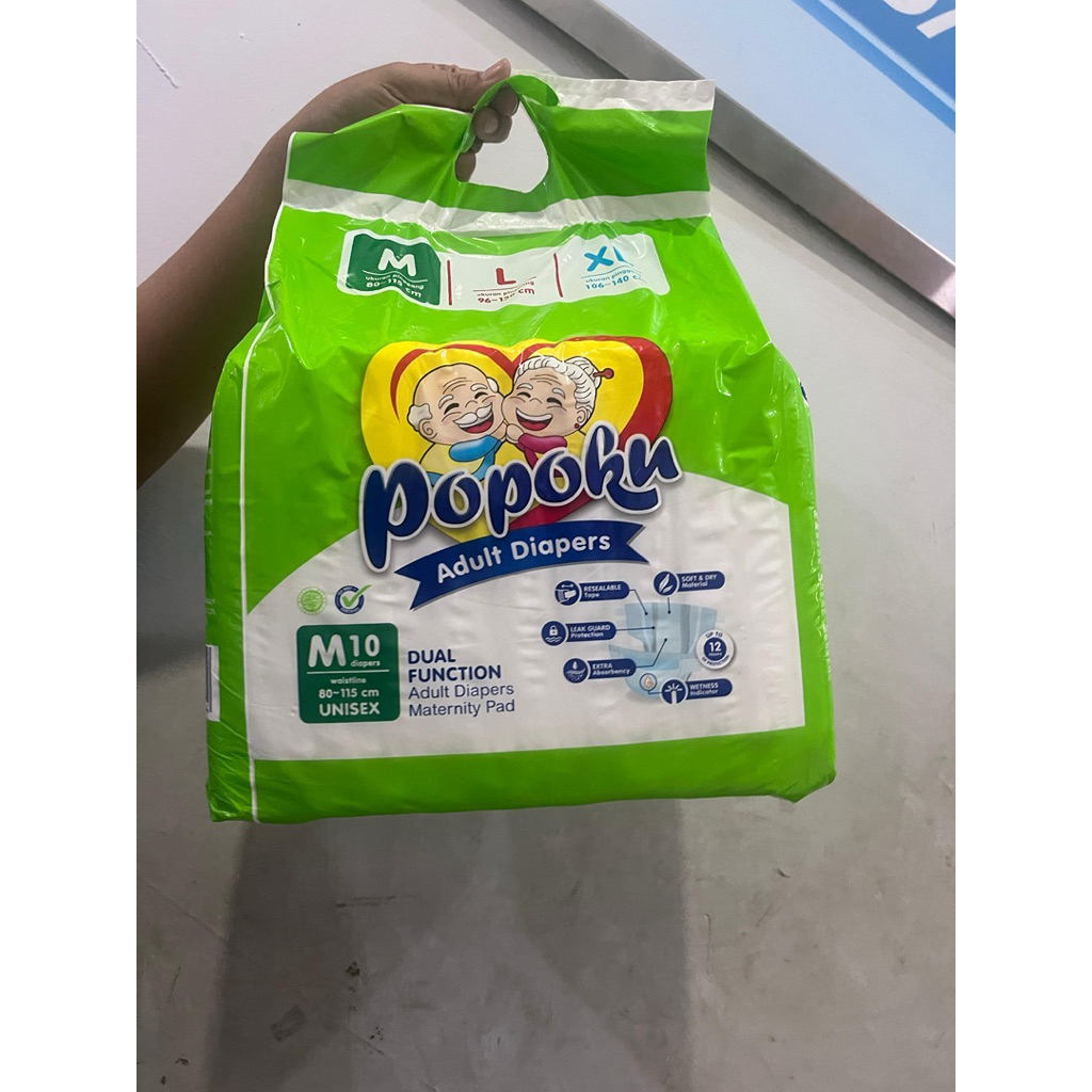 POPOKU POPOK DEWASA TIPE PEREKAT ISI 10 M,L dan XL