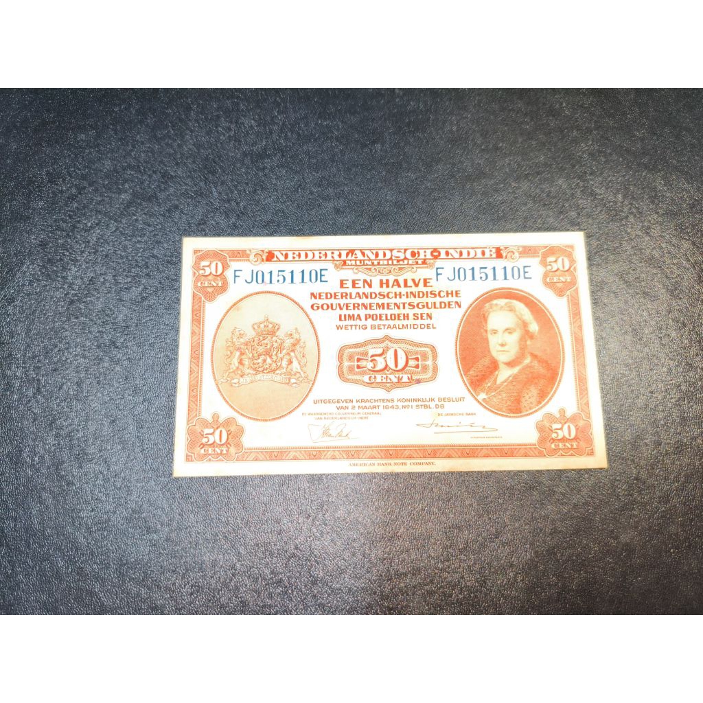Uang kuno 50 cent een halve Nederlandsch-Indische tahun 1943