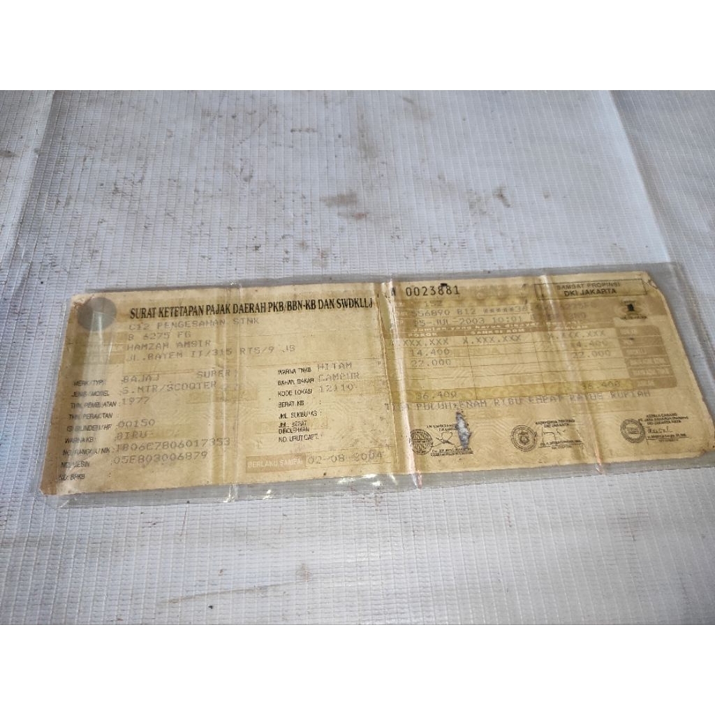 lembaran vespa bajaj/ super 77 b