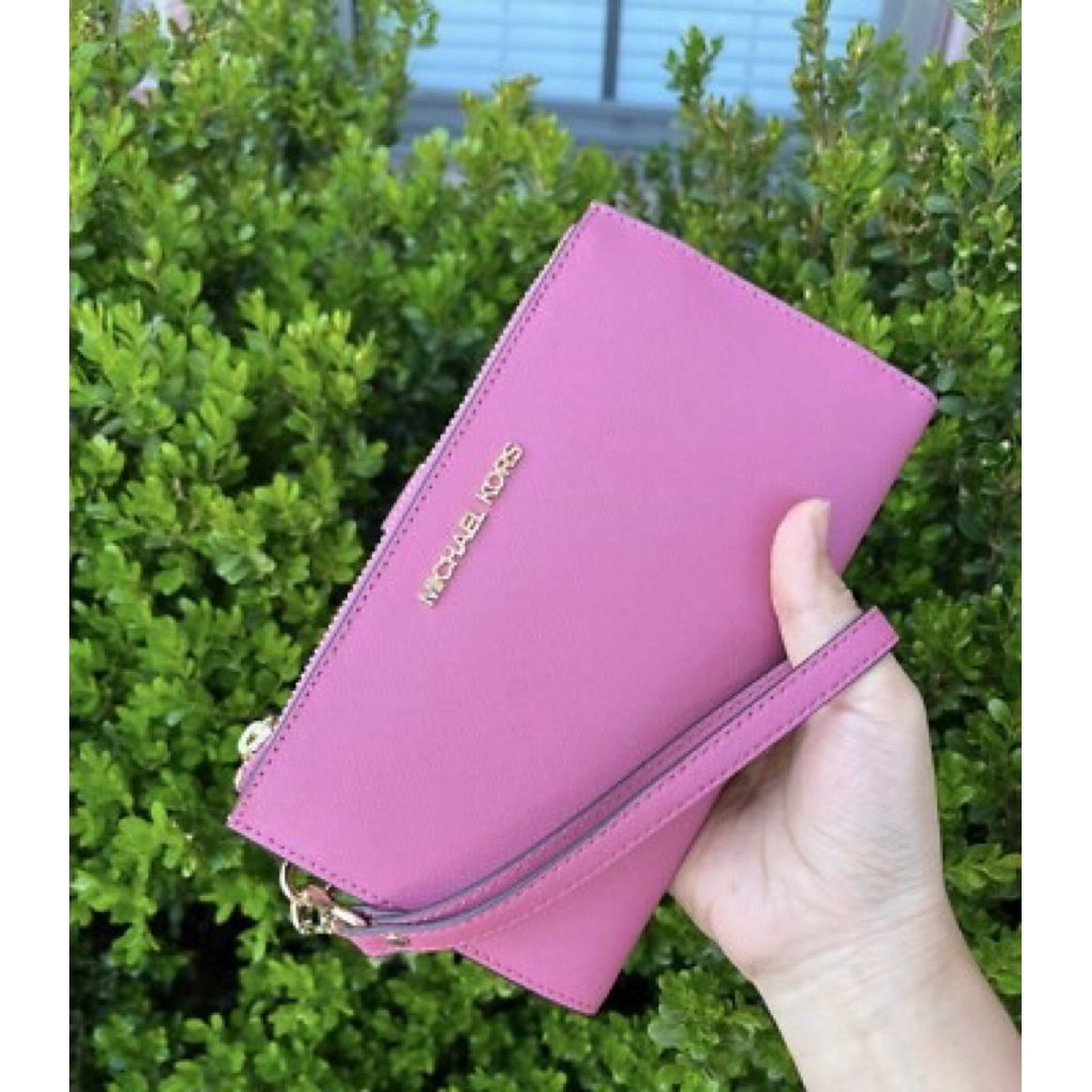 preloved dompet michael kors jet set double wrislet in rosewood