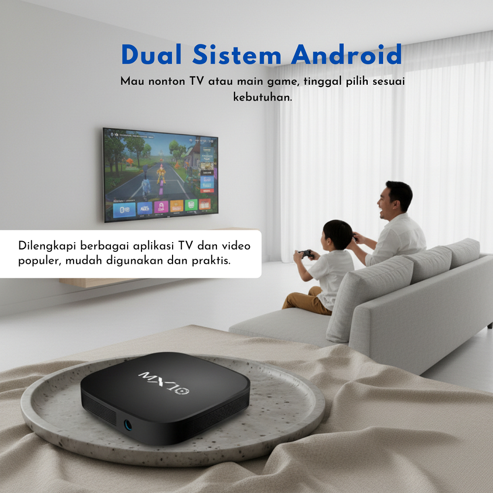 MX10 Android TV Box 4K HDR – TV & Game Player All-in-One | Bisa Game & Streaming | HDMI + AV |Ubah  
