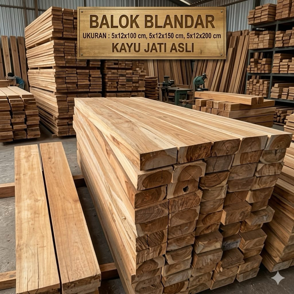 Balok Kayu Jati Asli Tebal 6 cm Ukuran 6x12x100 cm Serut Halus Rapi - nafial -