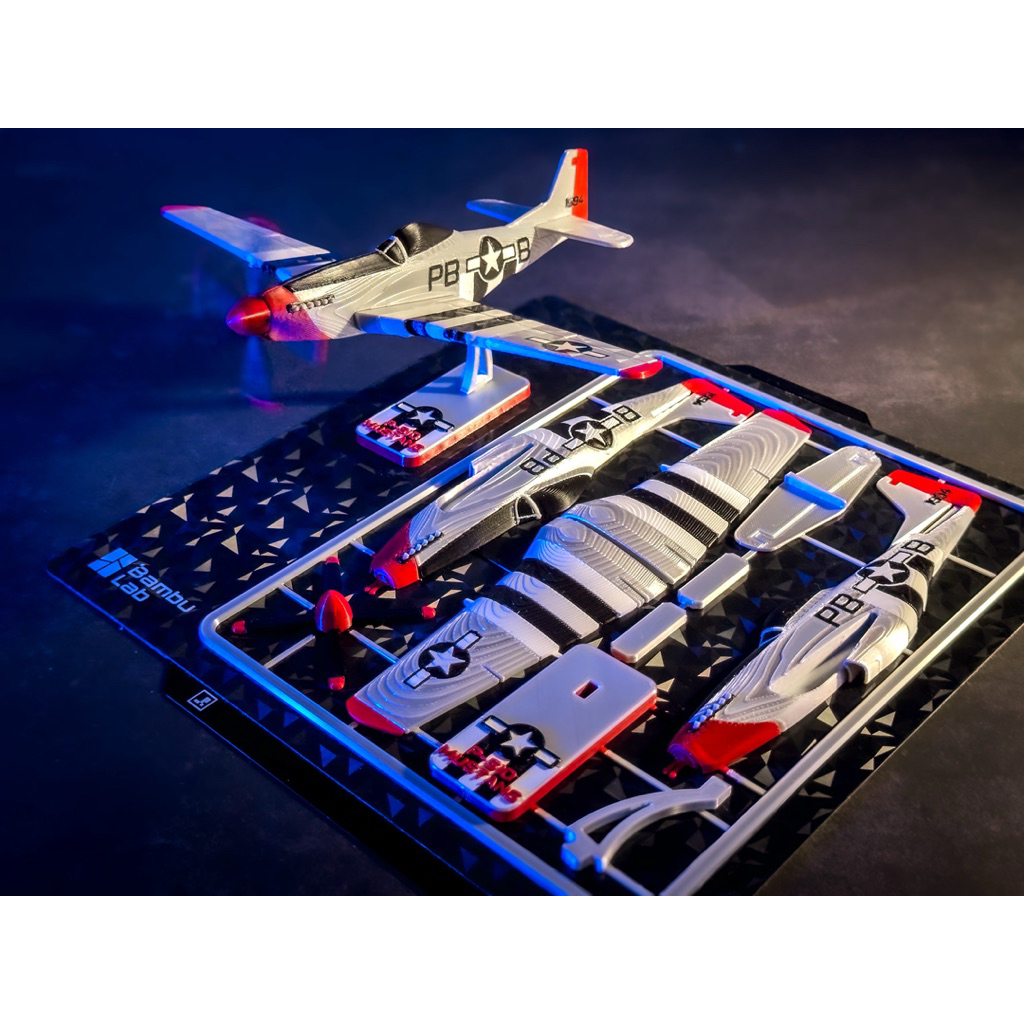 Miniatur Pesawat P51D Mustang Kit Card 3D Printed Model Pesawat Tempur Klasik Rakit DIY Pajangan Mej