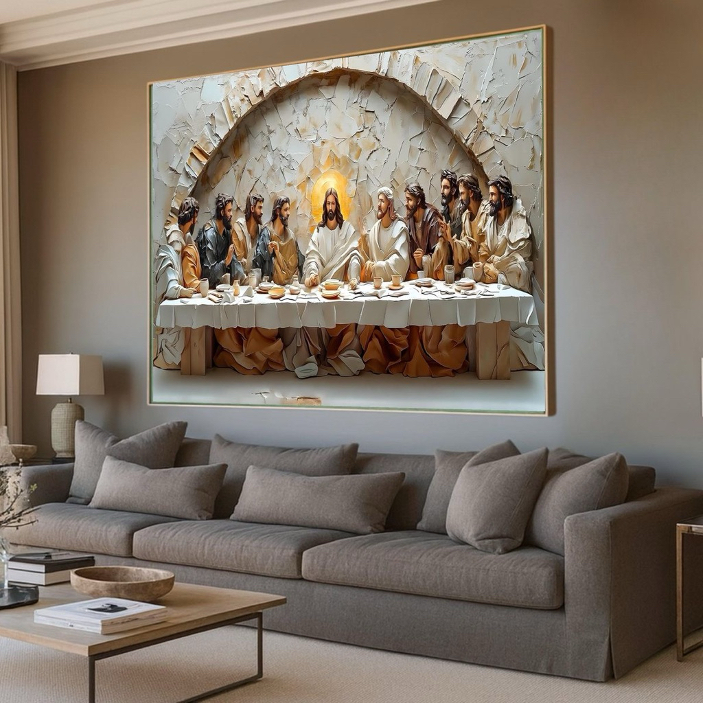 MASTER CANVAS - Hiasan Dinding Perjamuan Terakhir Yesus The Last Supper Modern - Poster Kanvas Relig