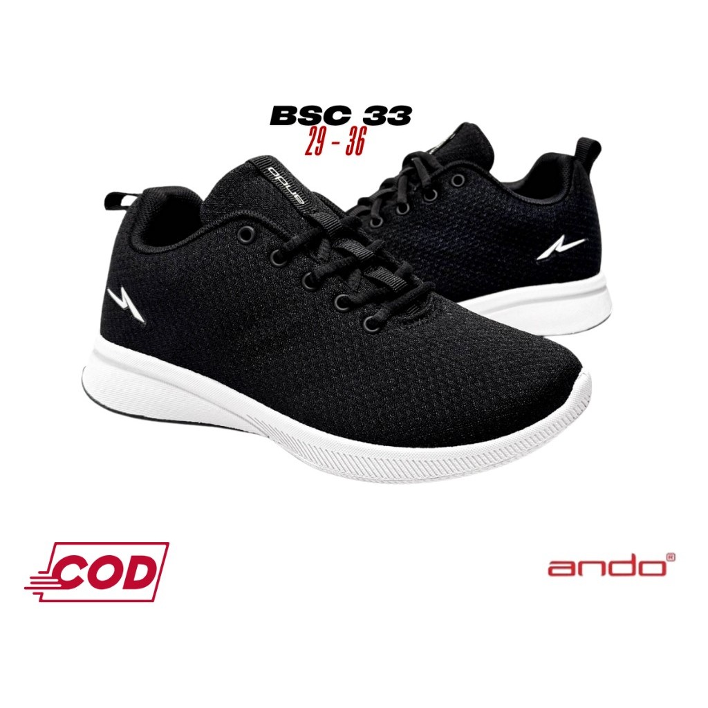 Random / Sepatu Sekolah Anak Hitam SD SMP SMA / Sepatu Model Ando Hitam Polos / Sepatu Sekolah Model