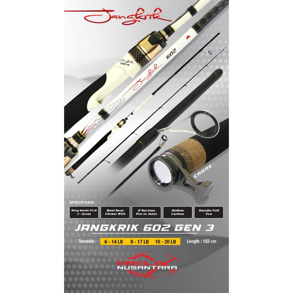 Joran Pancing RELIX JANGKRIK GEN 3 180cm (14lb - 20lb) Fuji Carbon Murah