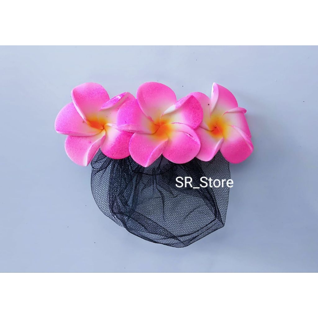 (PINK) Jepit Harnet Bunga Kamboja Warna Pink // Harnet Wanita