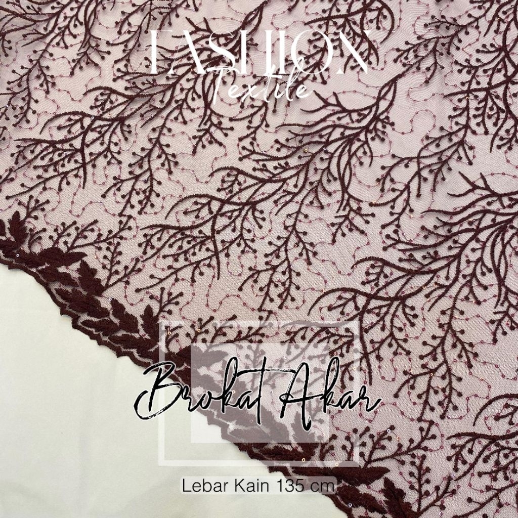 Kain Renda Akar | Kain Tile Akar | Bahan Dress dan Seragam Bridemaids mt845#1 lt1