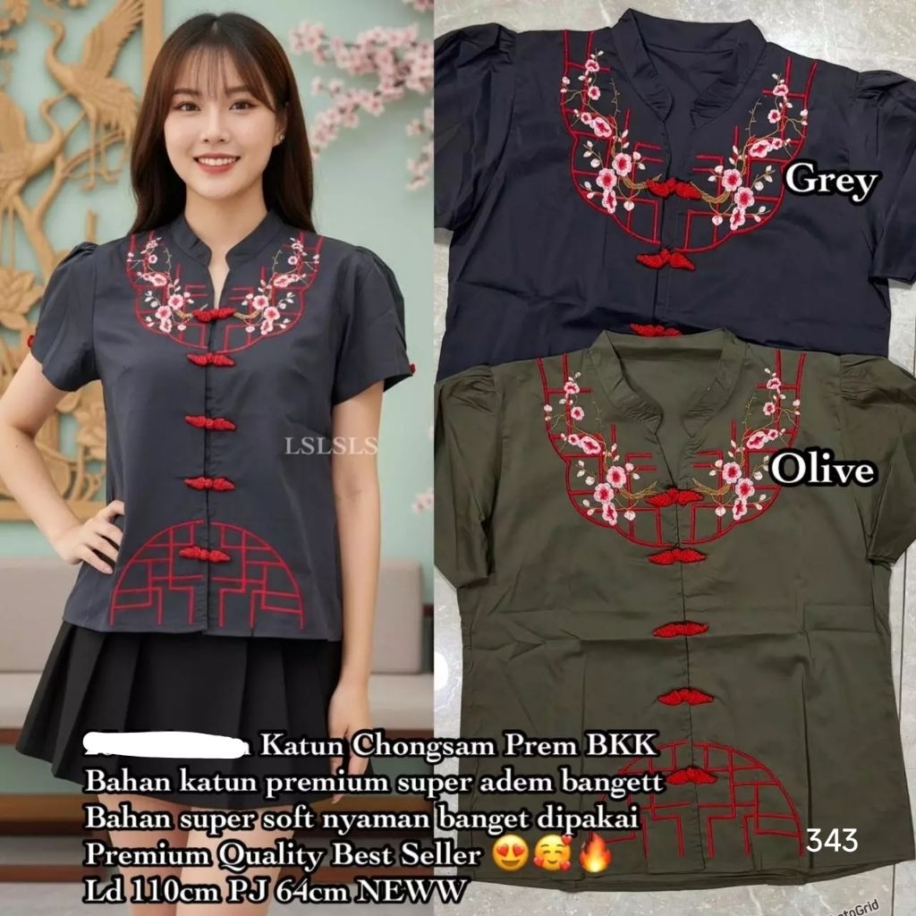 atasan blouse katun bordir import jumbo bigsize