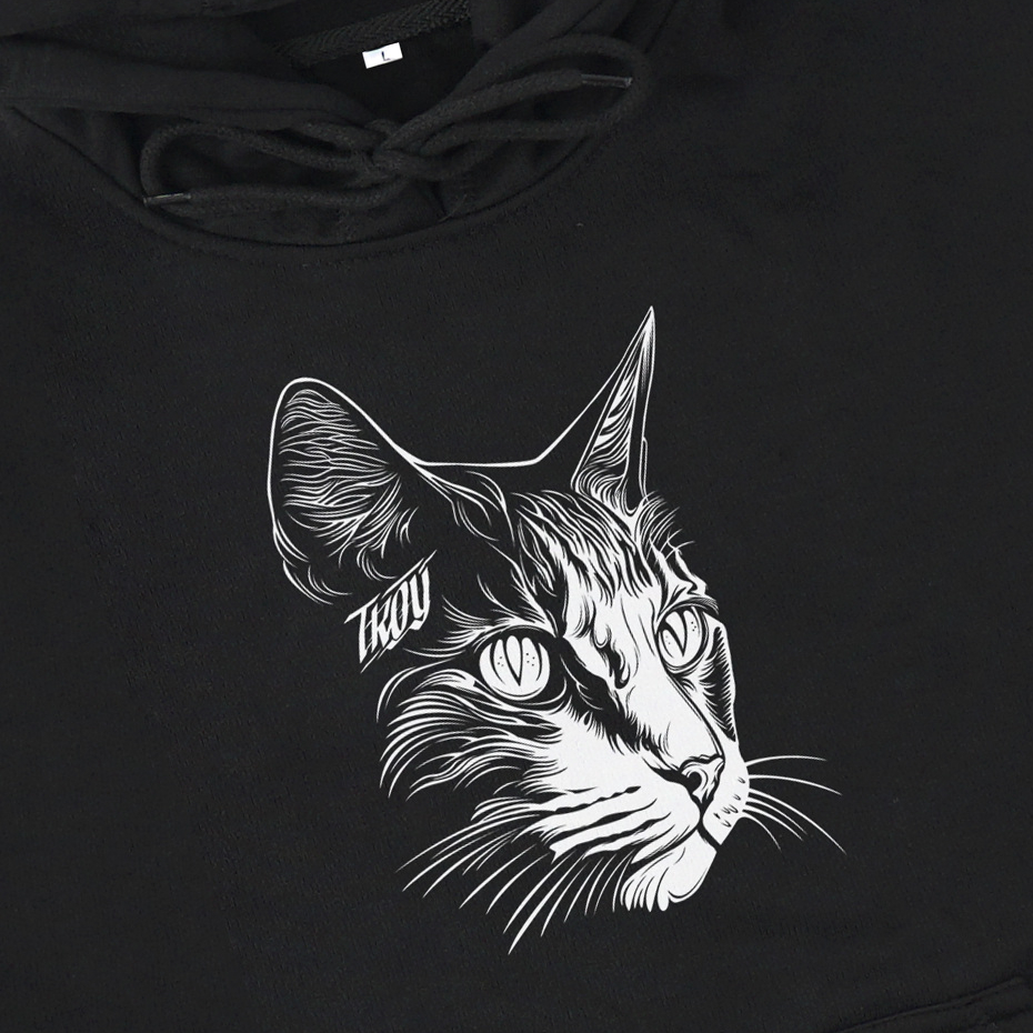 Troy Company Pullover Hoodie Black Whiskered Muse - Jaket Hoodie Hitam KH 2377