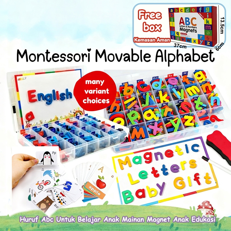 Mainan Movable Alphabet Magnet Letter Huruf Abc Untuk Belajar Anak Montessori Eva Foam Magnetic Main