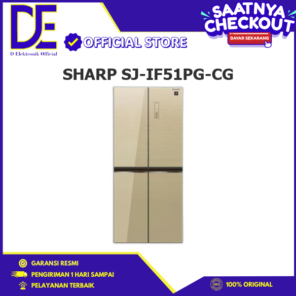 SJ-IF51PG-CG  SHARP kulkas Side By Side 4 Pintu 472 Liter Inverter SJ-IF51PG-CG Sharp Kulkas Side By