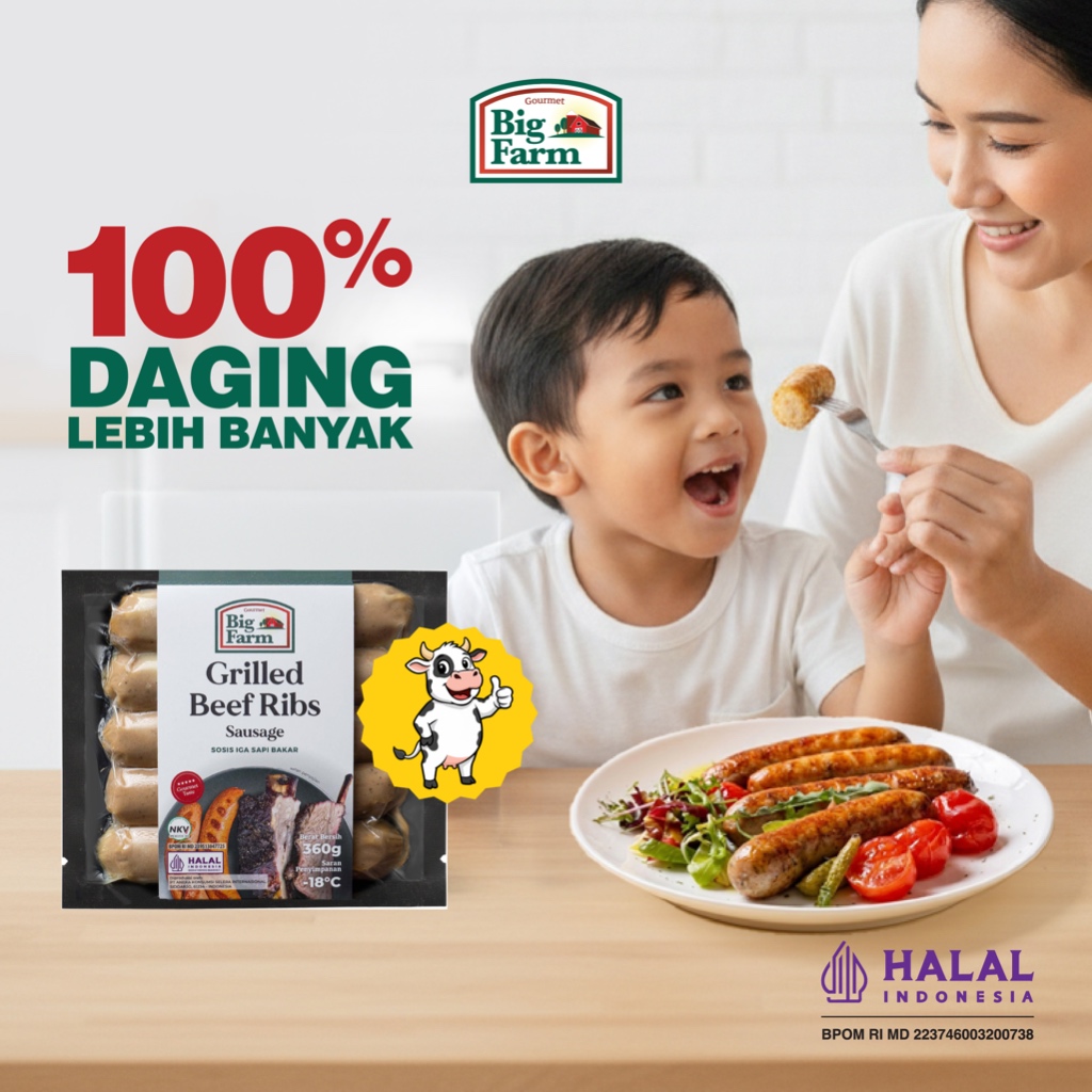 Big Farm  Sosis Sapi Iga Bakar 360gr (5 pcs) (Grilled Beef Ribs Sausage)