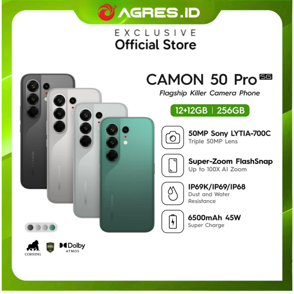 TECNO CAMON 50 PRO 5G 12GB 256GB - 5x SuperZoom FlashSnap - AI 100X SuperZoom -1.5K 144Hz AMOLED Dis