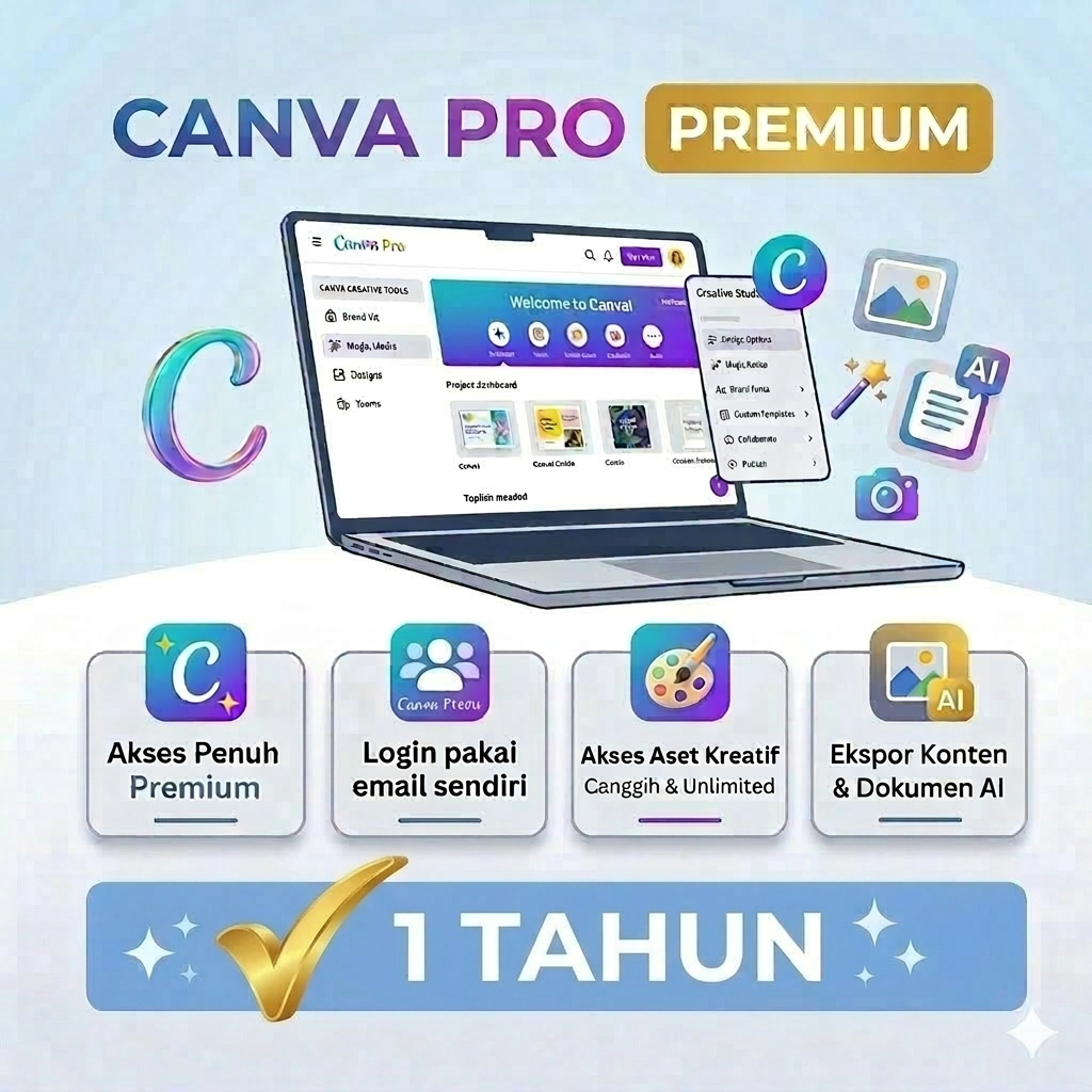 CANVA 1 TAHUN PRIVATE SIAP PAKAI JUTAAN TEMPLATE DESAIN, SUPPORT AI FULL GARANSI