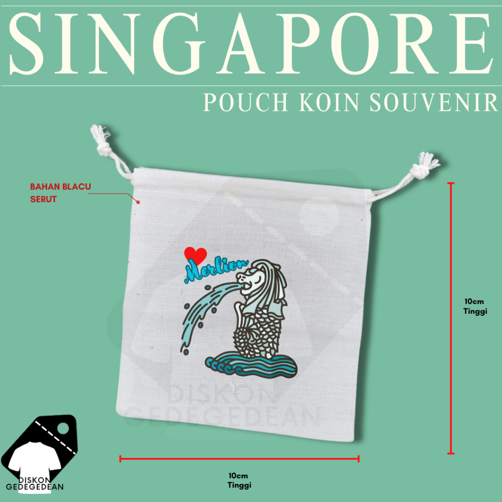 Diskongedegedean Pouch Dompet Koin Souvenir Singapore Dompet Koin Oleh Oleh Singapura Merlion Bahan 