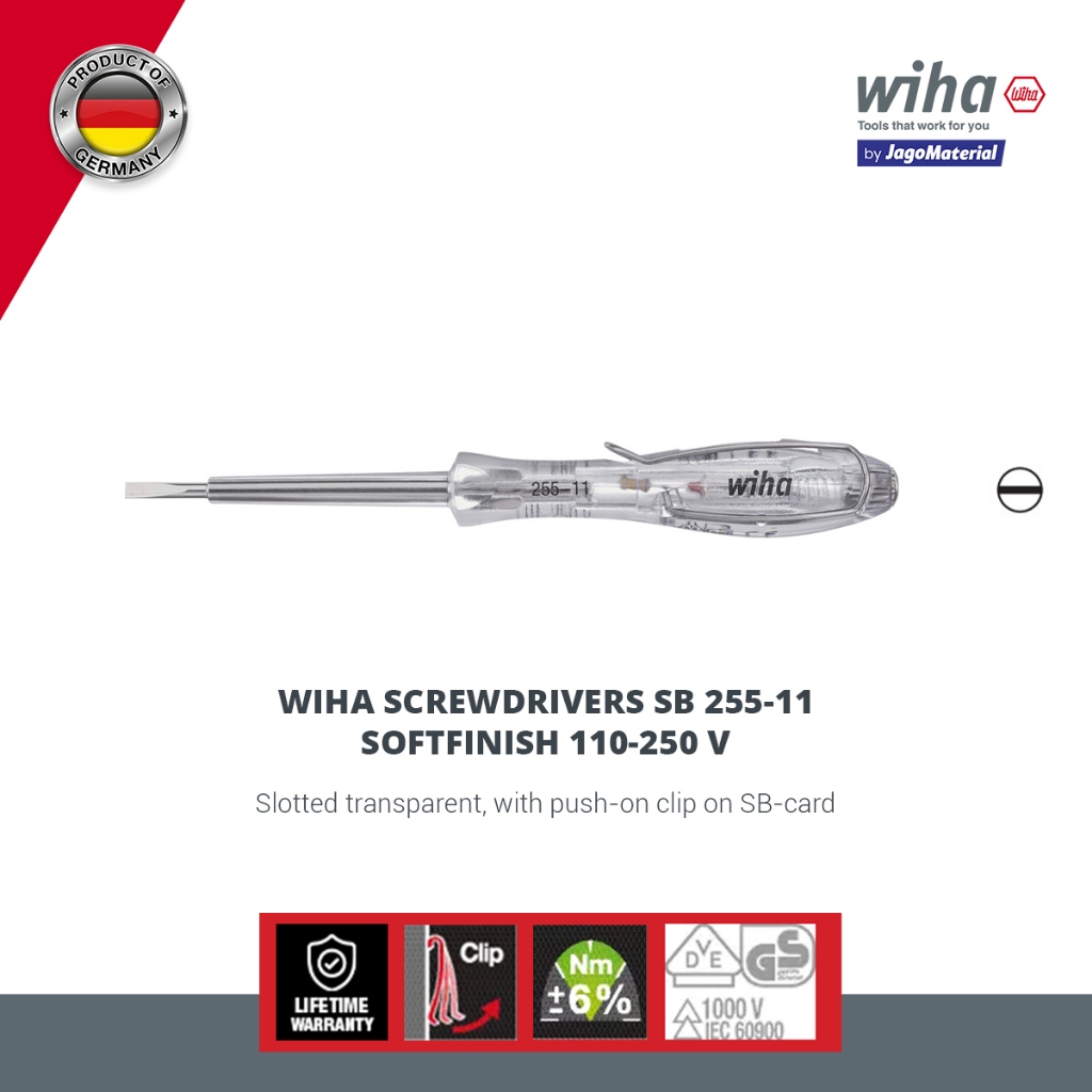 Wiha Screwdriver SB 255-11 Softfinish 110-250 V - Obeng Minus