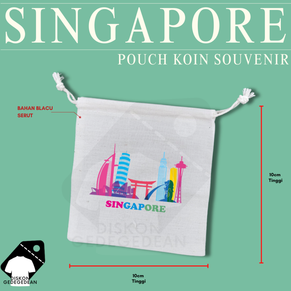 Diskongedegedean Pouch Dompet Koin Souvenir Singapore Dompet Koin Oleh Oleh Singapura Merlion Bahan 