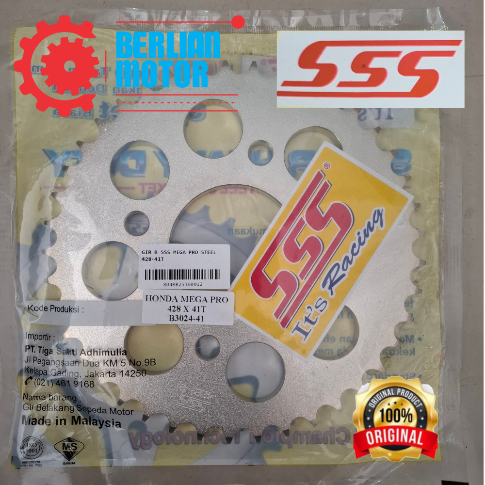 Gir Belakang SSS 428 x 41T Honda Mega Pro New / Mono / Verza - Gir SSS Steel Gold Original