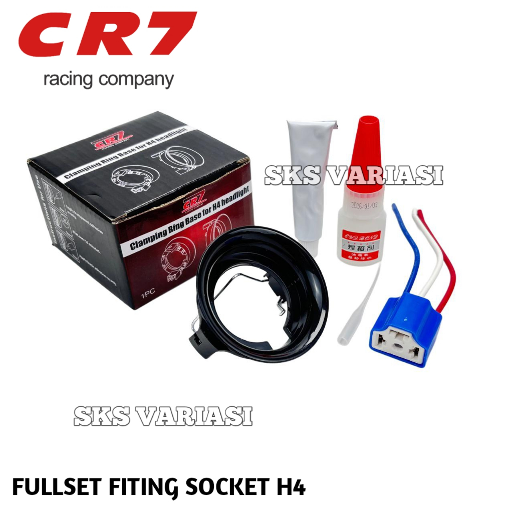 CR7 - Fitting Lampu Socket H4 Plus Socket H4 3 Kabel Fullset Breket Dudukan Fiting Lampu H4