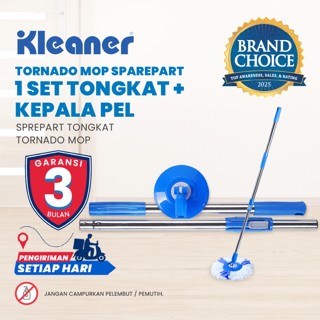 Kleaner Tongkat Tornado Mop 1 Set Dengan Kepala Pel Spin Mop Pembersih Lantai GST002