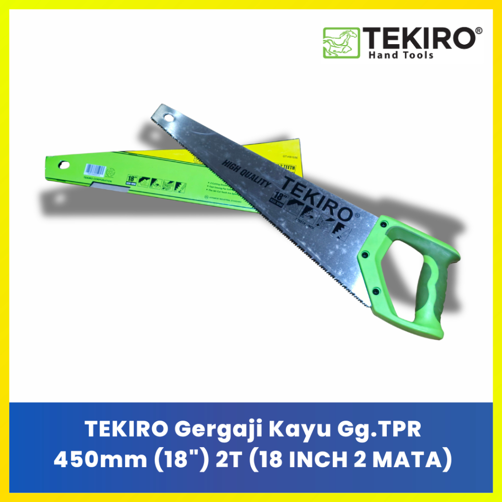 TEKIRO Gergaji Kayu 18" 450mm Gagang TPR Original - Hand Saw Kayu Tekiro Asli