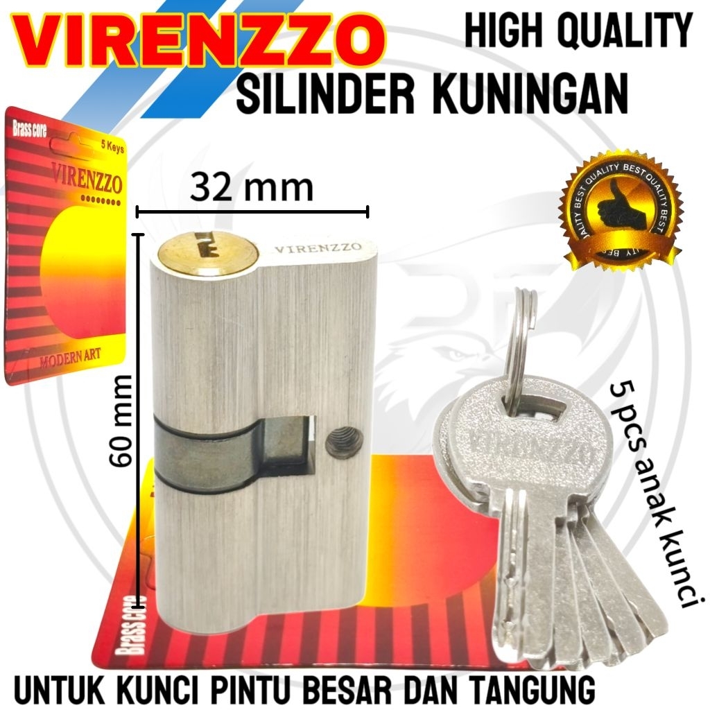 Virenzzo silinder kunci pintu besar silinder kunci kuningan