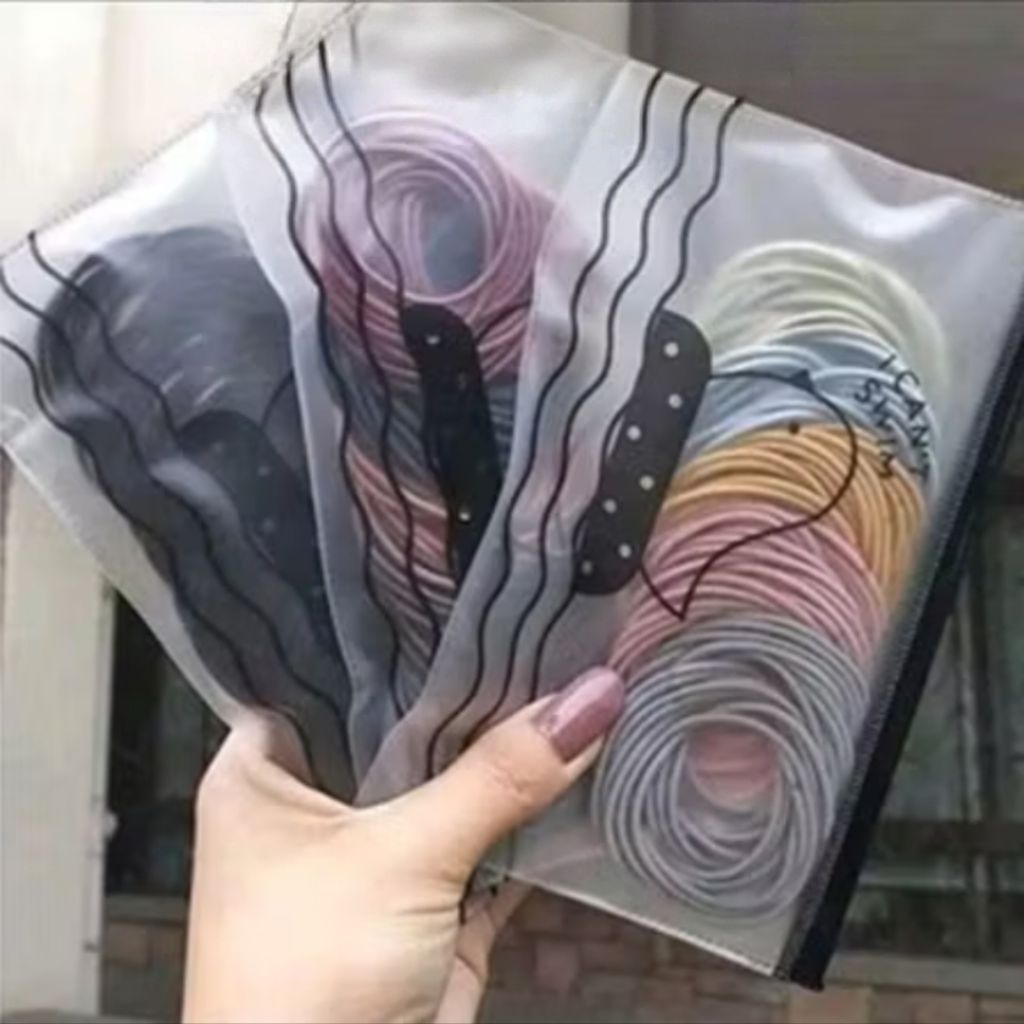 Ikat Rambut isi 100 Plus Zipper Bag ikat Rambut isi 100 ikat rambut warna warni MURAH