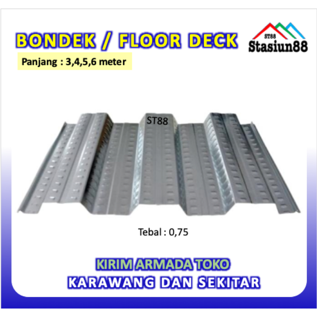 Bondek cor 0,75 panjang 3meter - 6meter