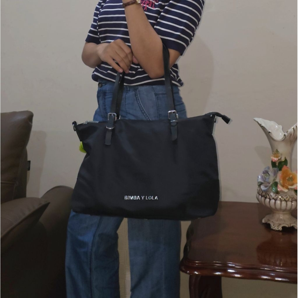Tas Tote Bimba Y Lola Nylon Hitam Preloved/Second