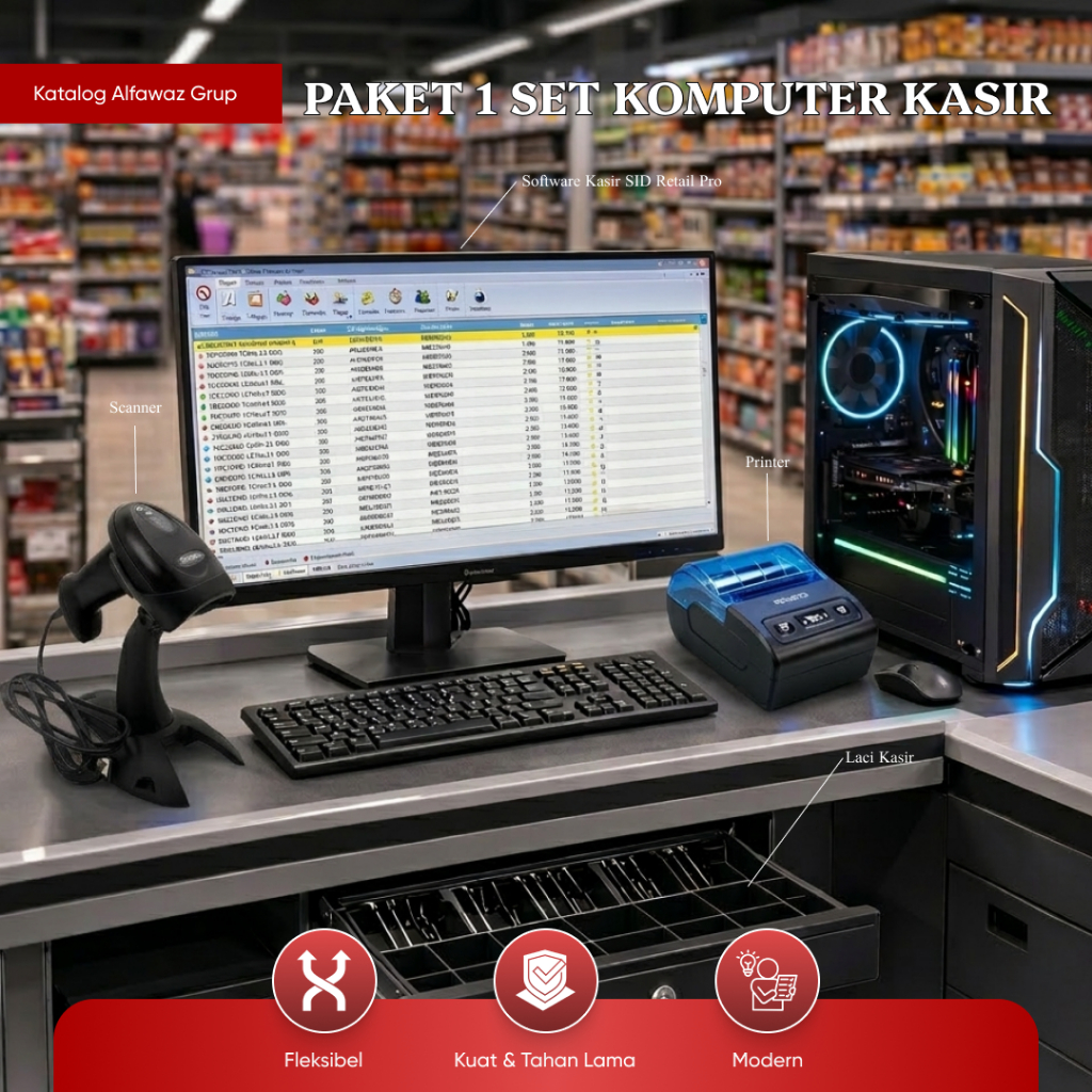 Komputer Kasir Minimarket Paket Fullset