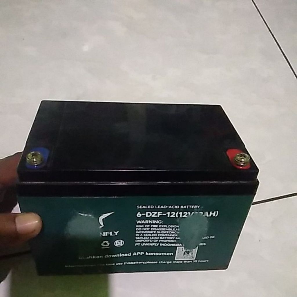 aki sepeda listrik u-winfly 12V/12A D8D Bekas Second