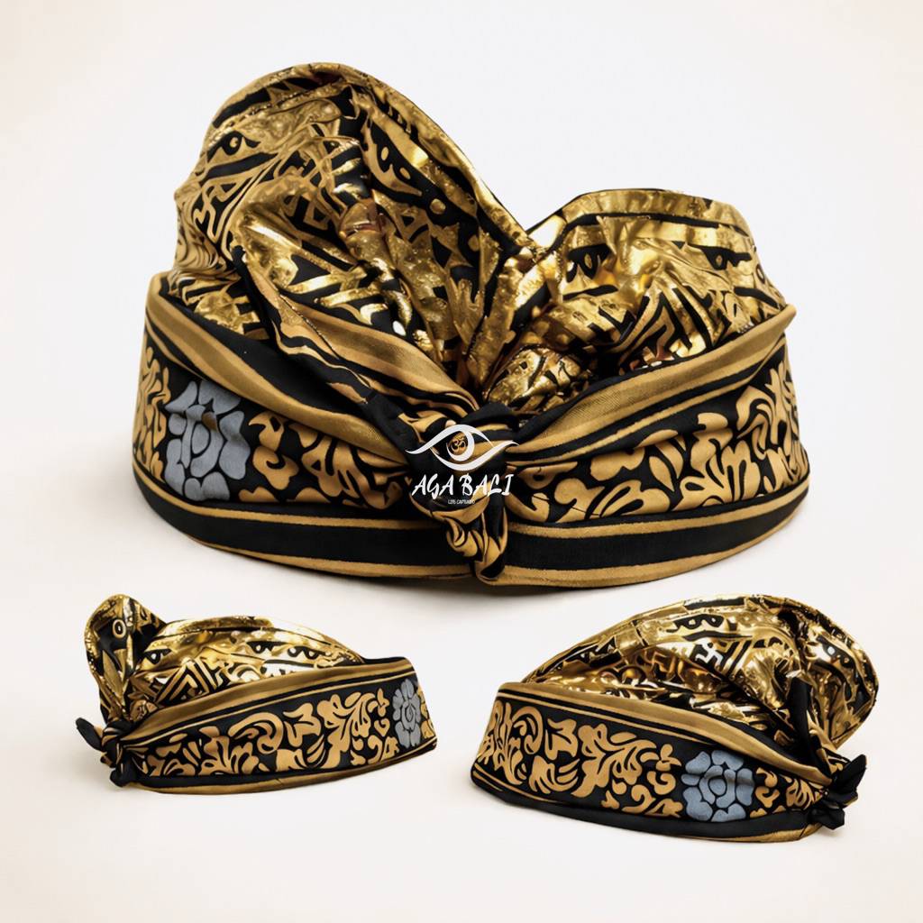 Udeng Bali Jadi Batik Patra HITAM GOLD SERI U006.ag